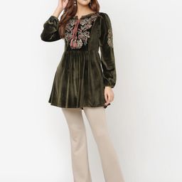 Lakshita Floral Embroidered Velvet Tunic-image-56