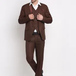 KLOTTHE Men Maroon Self-Design Slim-Fit Single-Breasted Three-Piece Formal Suit-image-19