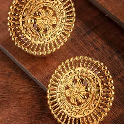 Zaveri Pearls Gold-Plated Circular Filigree Studs-43