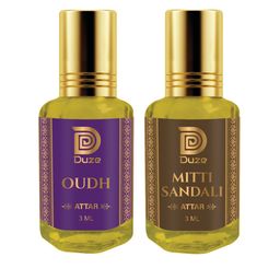 Duze Unisex Combo of Oudh & Mitti The Scent Of Rain Kannauj Attar With Roller 6ml-25