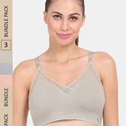 Amour Secret Pack of 3 Lightly Padded Anti Odour Sports Bra-image-23