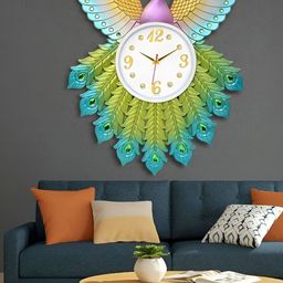 Attractionz Green & Purple Round Shaped Textured Contemporary Analogue Wall Clock-image-52