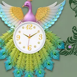 Attractionz Green & Purple Round Shaped Textured Contemporary Analogue Wall Clock-picture-30