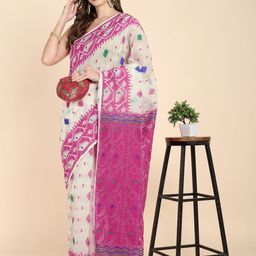 SLAGHA Woven Design Cotton Blend Jamdani Saree-image-33