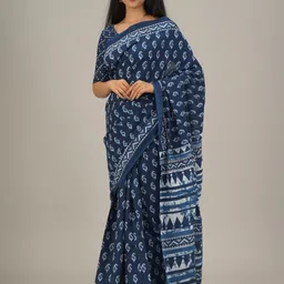JALTHER Paisley Printed Pure Cotton Block Print Saree-18