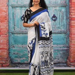 JALTHER Ethnic Motifs Printed Pure Cotton Block Print Saree-64
