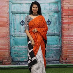 JALTHER Batik Printed Pure Cotton Block Print Saree-image-40