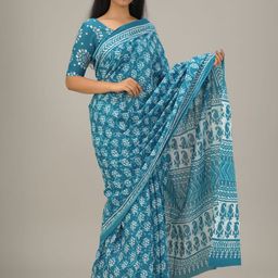 JALTHER Ethnic Motifs Printed Pure Cotton Block Print Saree-57