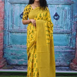 JALTHER Paisley Pure Cotton Paisley Block Printed Saree-49