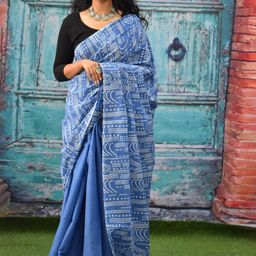 JALTHER Abstract Printed Pure Cotton Block Print Saree-27