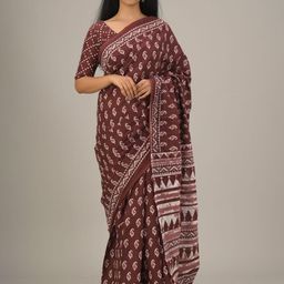 JALTHER Paisley Printed Pure Cotton Block Print Saree-17