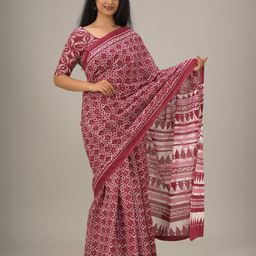 KIAARON Pure Cotton Block Print Saree-image-70