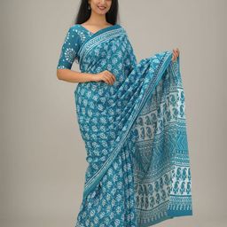 KIAARON Floral Printed Pure Cotton Saree-20