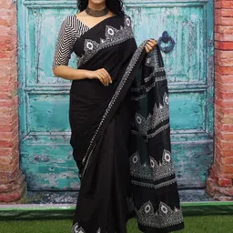 KIAARON Pure Cotton Block Print Saree-picture-21