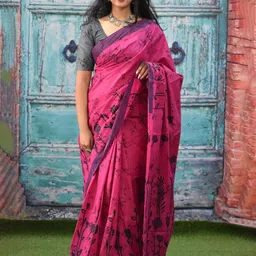 KIAARON Floral Pure Cotton Block Print Saree-picture-24