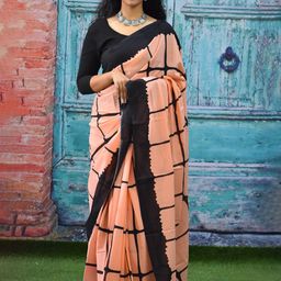 KIAARON Checked Pure Cotton Saree-image-11