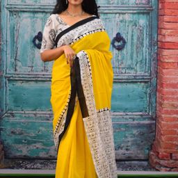 KIAARON Pure Cotton Block Print Saree-image-39