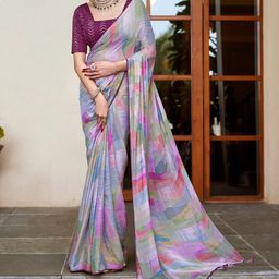 Saree mall Beads and Stones Pure Chiffon Bagru Sarees-image-16