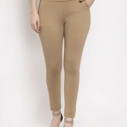 Clora Creation Women Beige Solid Treggings-picture-12