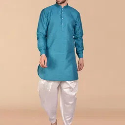 PRINTCULTR Mandarin Collar Pure Silk Regular Kurta with Harem Pants-picture-16