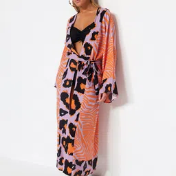 Trendyol Abstract Printed Swimwear Cover-Up Top-image-55