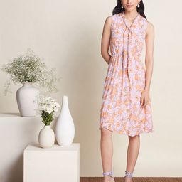 20Dresses Floral Printed Tie-Up Neck A-Line Dress-4