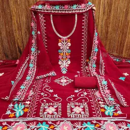 LeeliPeeri Designer Embroidered Unstitched Dress Material-image-94