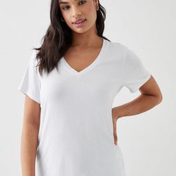 DOROTHY PERKINS V-Neck Solid T-shirt-image-46