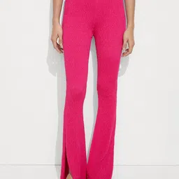 MANGO Women Textured Bootleg Trousers-24