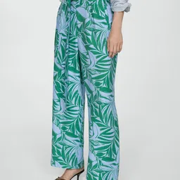MANGO Women Floral Printed Pleated Trousers-image-63