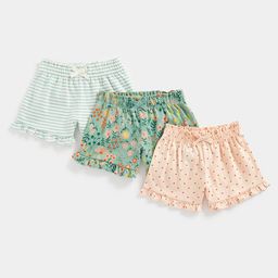 mothercare Girls Pack Of 3 Printed & Striped Regular Fit Mid-Rise Pure Cotton Shorts-image-77