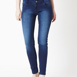 DressBerry Women Navy Blue Skinny Fit High-Rise Light Fade Stretchable Jeans-image-98