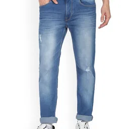 Flying Machine Men Tapered Fit Low Distress Mid-Rise Light Fade Stretchable Jeans-image-84