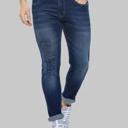 Campus Sutra Men Blue Smart Light Fade Whiskers Cotton Slim Fit Stretchable Jeans-image-6