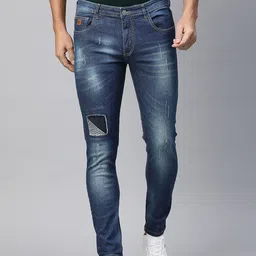 Campus Sutra Men Blue Smart Slim Fit Low Distress Light Fade Stretchable Cotton Jeans-image-51