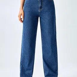 Kotty Women Blue Jean Straight Fit High-Rise Stretchable Jeans-image-0