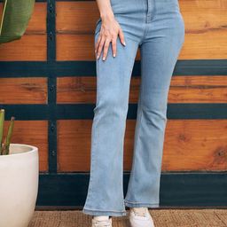 KASSUALLY Women Blue Bootcut High-Rise Stretchable Jeans-image-46