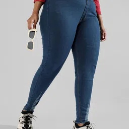 Instafab Plus Women Plus Size Cotton Jean Skinny Fit Highly Distressed Stretchable Jeans-30