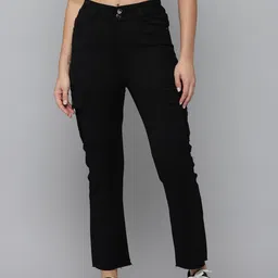SHOWOFF Women Black Jean Straight Fit High-Rise Slash Knee Stretchable Jeans-10