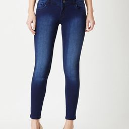 DressBerry Women Navy Blue Skinny Fit High-Rise Heavy Fade Stretchable Jeans-image-61