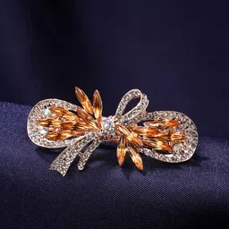 Yellow Chimes Women Gold-Toned & White Embellished French Barrette Hairclip-image-21