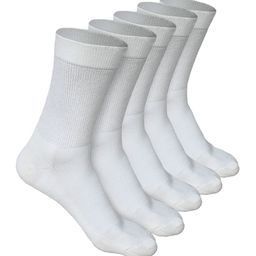 Heelium Unisex White Pack of 5 Odour-Free Breathable Bamboo Crew Length Socks-image-13