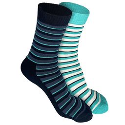 Heelium Men Black & Teal Set of 2 Odour-Free Breathable Bamboo Crew Length Socks-48