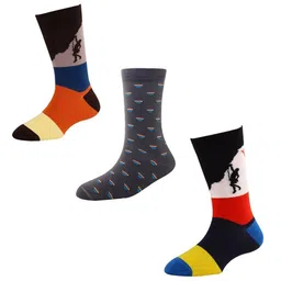 Cotstyle Men Pack Of 3 Patterned Calf Length Crew Socks-58