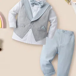 INCLUD Boys Cuffed Sleeves Shirt with Trousers & Waistcoat-image-7
