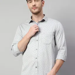 Cantabil Micro Ditsy Printed Cotton Casual Shirt-image-9
