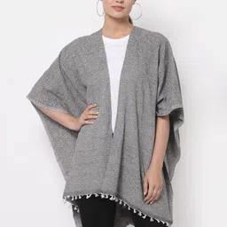 Arrabi Women Grey Longline Shrug-16
