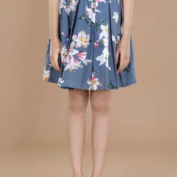Cutiekins Girls Grey & White Printed Flared Above Knee Skirt-image-41
