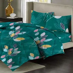 bsb home Green & White Floral Microfiber Double King Superfine Bedding Set-image-83