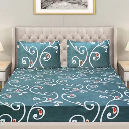 Good Homes by Home Candy Blue & White Ethnic Motifs Printed Superfine Bedsheet-144 TC-picture-19